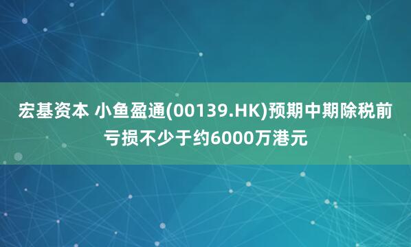 宏基资本 小鱼盈通(00139.HK)预期中期除税前亏损不少于约6000万港元