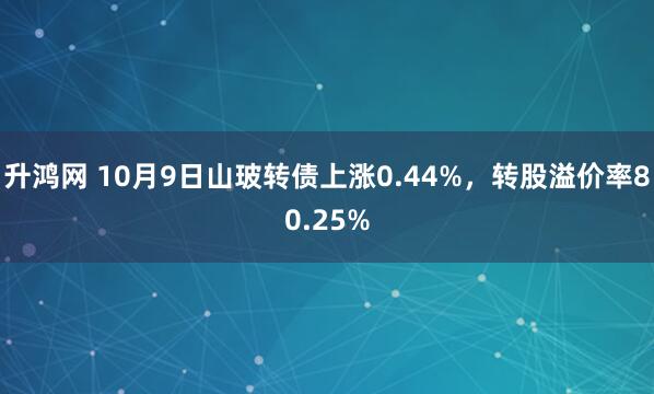 升鸿网 10月9日山玻转债上涨0.44%，转股溢价率80.25%