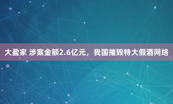 大盈家 涉案金额2.6亿元，我国摧毁特大假酒网络